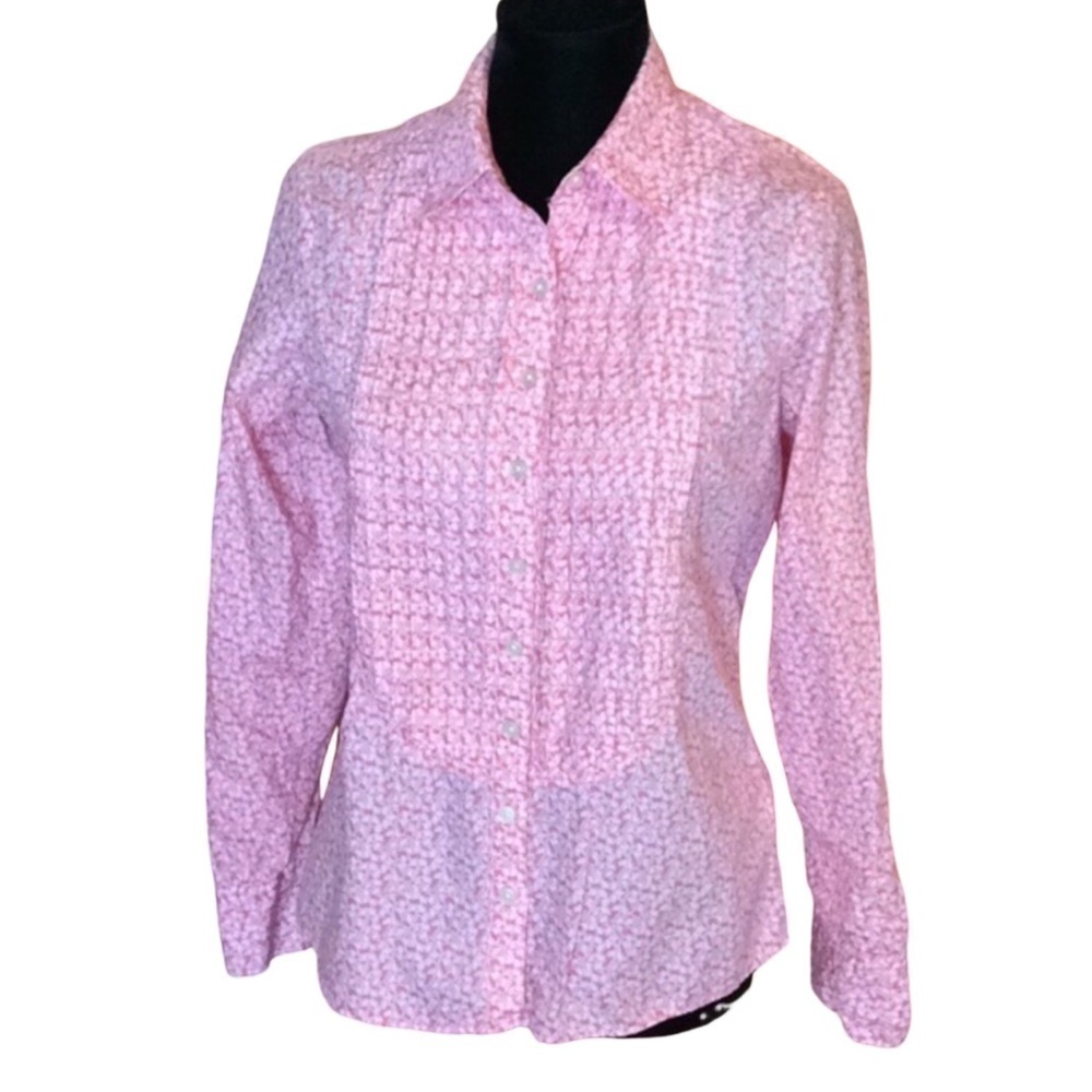 Banana Republic pink & white print blouse Size Small